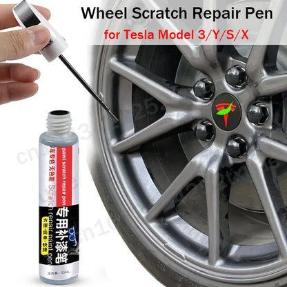Car Wheel Scratch Repair Pen – Matte Black Touch-Up for Tesla Model 3, Y, X & S Rims