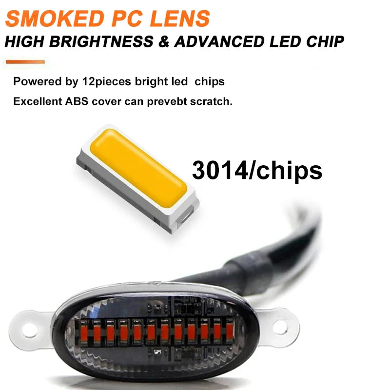 Universal 12V Car LED Grille Lights - Smoked Amber and White 12-LED Eagle Eye Lamps for Off-Road, SUVs, Ford, Toyota