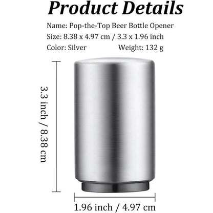 Stainless Steel Beer Bottle Opener — Multi-Color Automatic Push-Down Portable Cap Opener