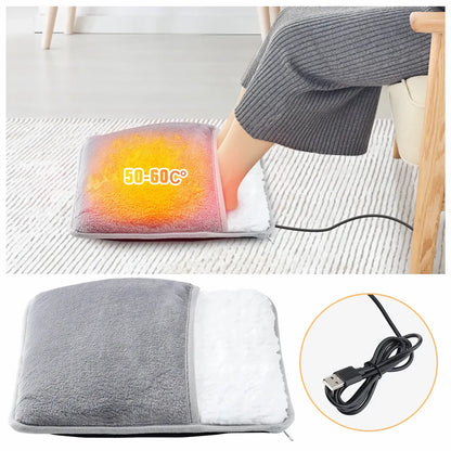 USB-Charged Electric Foot Heating Pad: Soft Plush, Washable Foot Warmer for Improved Sleep and Cozy Feet in Winter