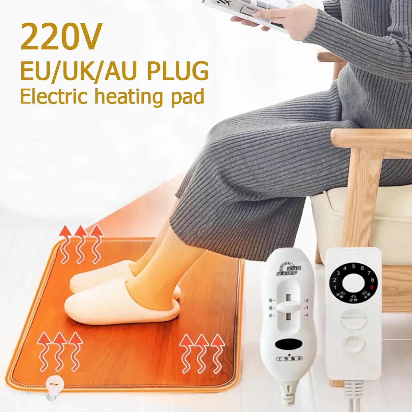 220V Electric Heating Foot Mat - Winter Warm Feet Heater Pad for Home and Office, Thermal Leather Household Floor Heater