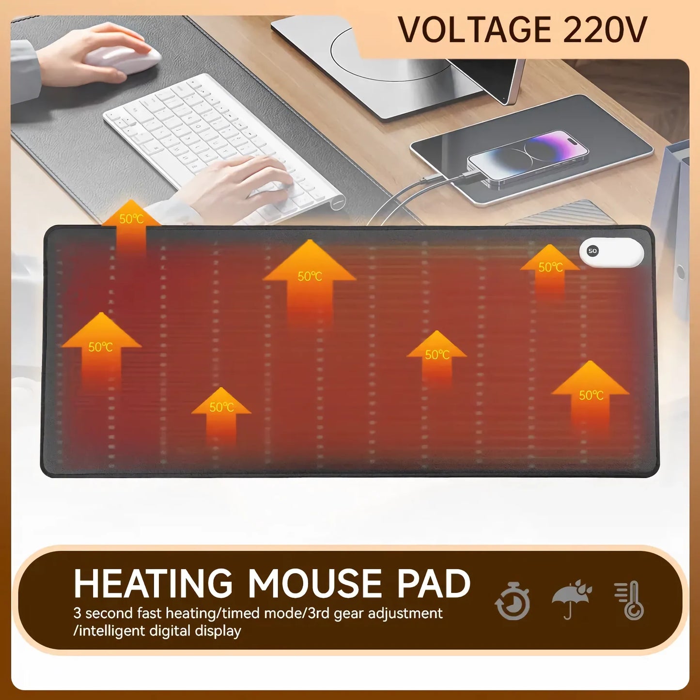 Adjustable Waterproof Electric Heating Pad - Intelligent Heated Mat for Home and Office