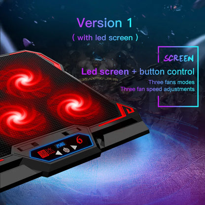 COOLCOLD 17-Inch Gaming Laptop Cooler - Six Fan System, LED Screen, Dual USB Ports, 2600RPM Cooling Pad and Notebook Stand