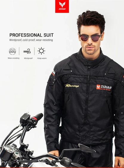 DUHAN Windproof Motocross Jacket & Pants for Men – Wear-Resistant Motorcycle Gear with Body Armor, Winter Moto Clothing
