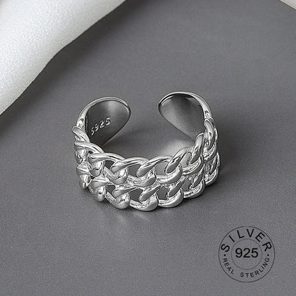 925 Sterling Silver Women’s Open Wave Ring – Irregular Wide Noodle Design Gift