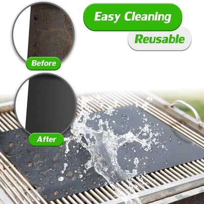 Non-Stick BBQ Grill Mat - Heat Resistant, Reusable Outdoor Baking Mat for Barbecue Party, 40x33cm Grill Accessories