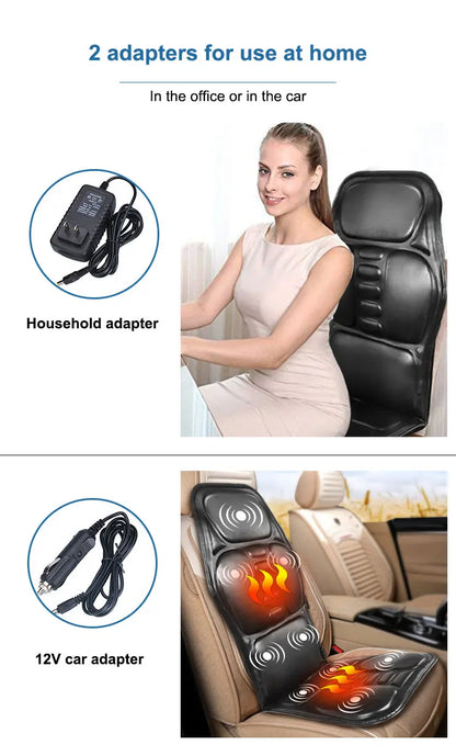 KLASVSA Electric Back Massager Cushion – Heated Vibrating Massage Chair for Lumbar & Neck Pain Relief at Home, Office, Car