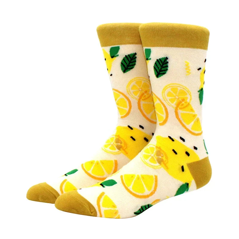 Funny Cartoon Fashion Cotton Socks – Hip Hop Skateboard Style Socks for Men & Women, Beer, Pizza, Astronaut & Pineapple Print Casual Wear Socks