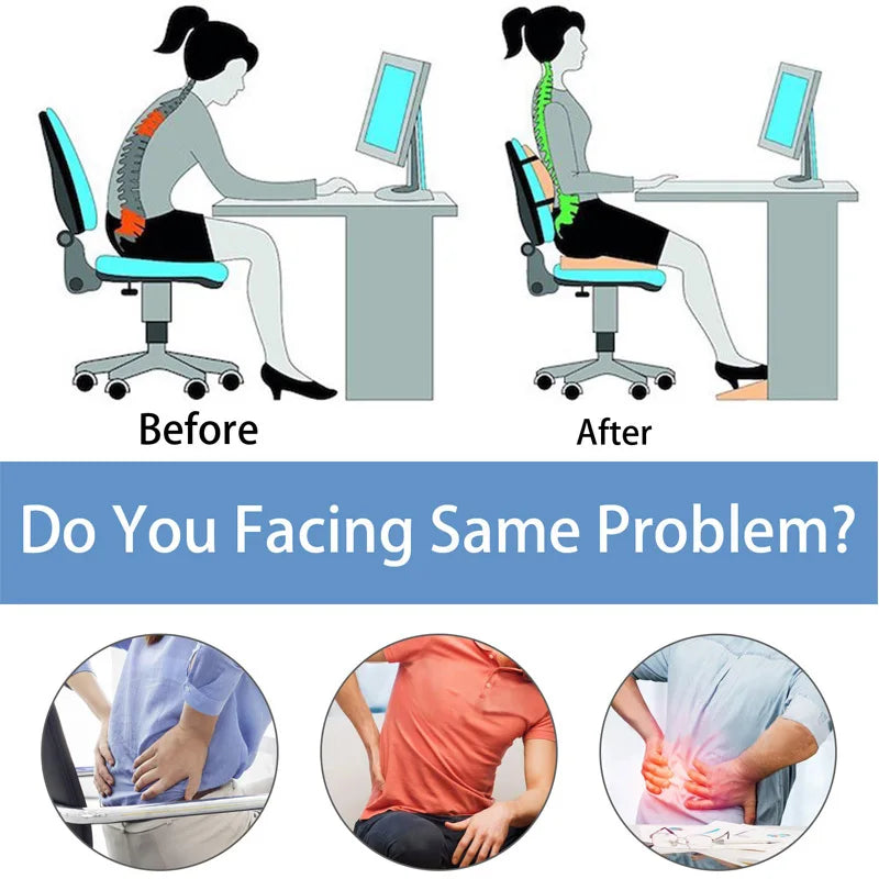 Ergonomic Bamboo Memory Foam Seat & Back Cushion – Slow Rebound Waist Support for Home & Office Chairs