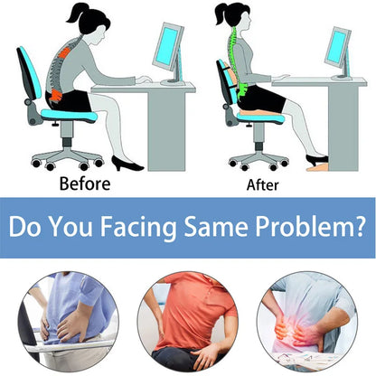 Ergonomic Bamboo Memory Foam Seat & Back Cushion – Slow Rebound Waist Support for Home & Office Chairs