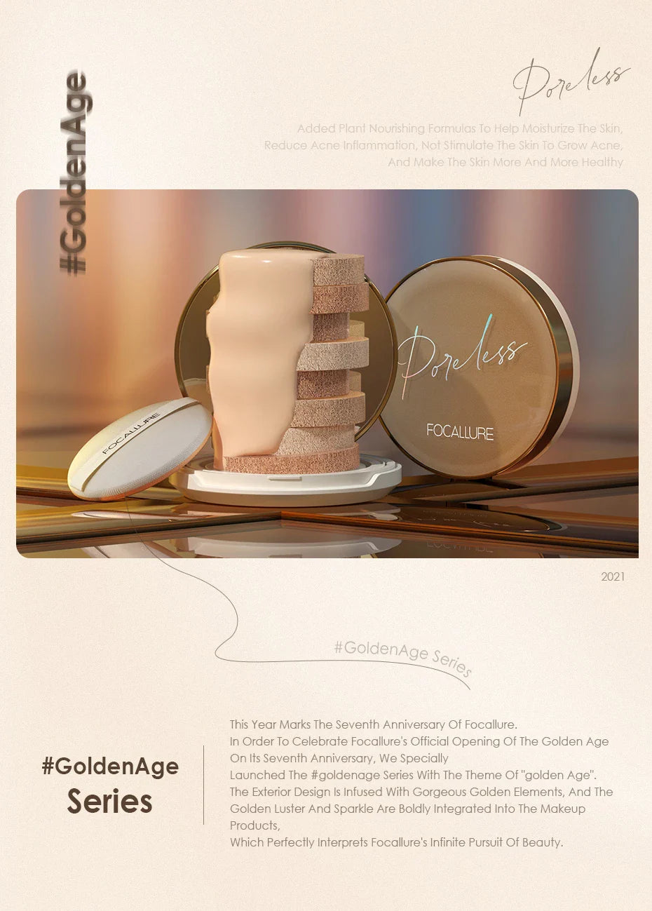 FOCALLURE Poreless BB Air Cushion – Whitening CC Cream Foundation, Waterproof Matte Concealer Makeup