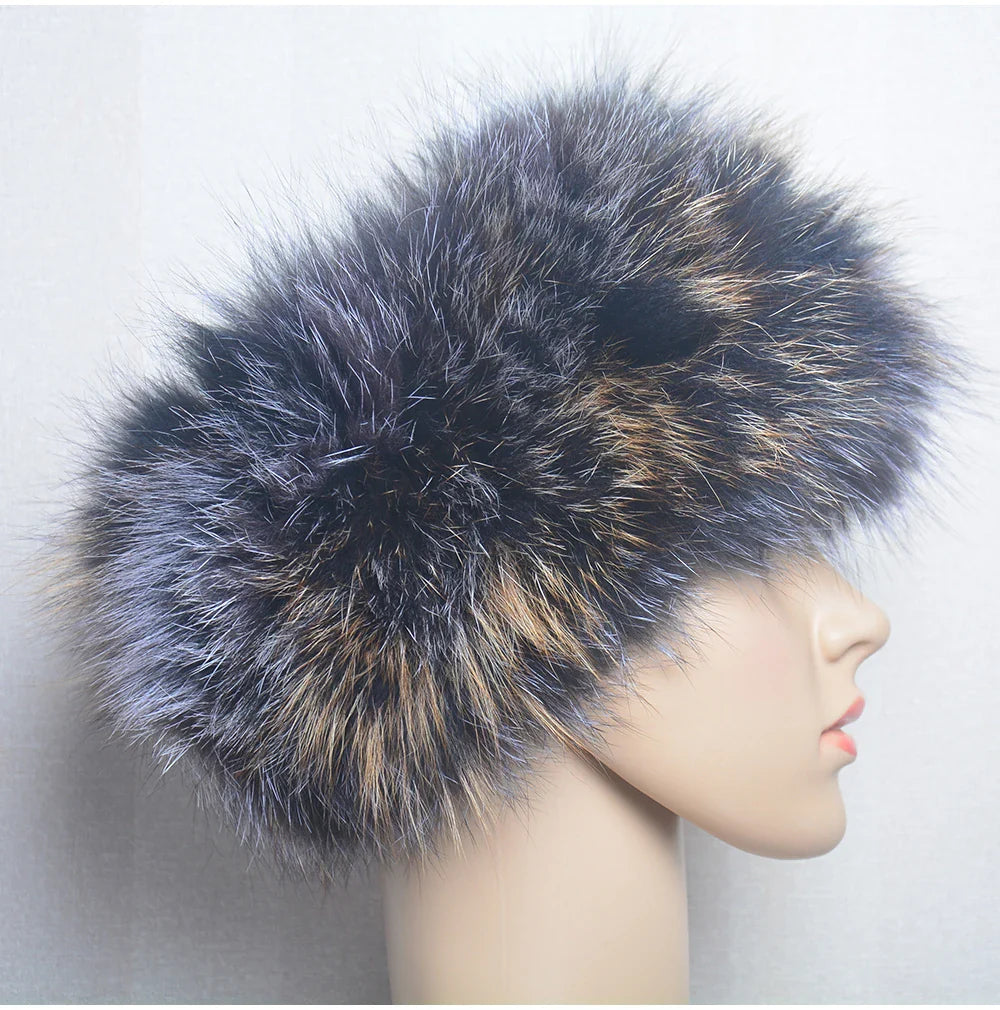 2025 Real Fox Fur Scarf and Headband – Luxury Winter Neck Warmer for Women, 100% Natural Fur, Elastic Ring Muffler