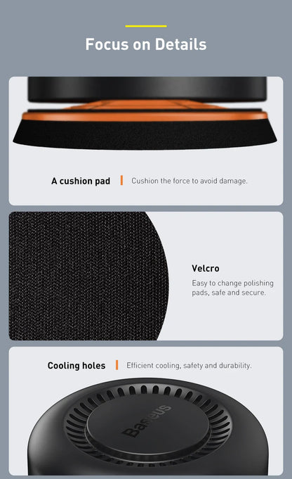 Baseus Wireless Car Polisher — Cordless Electric Waxing & Polishing Machine with Adjustable Speed for Auto Detailing