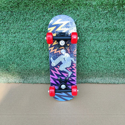 43cm Kids' Maple Skateboard – Double Rocker Deck with Cartoon Stickers for Beginners & Young Riders
