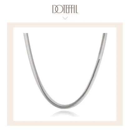 DOTEFFIL 925 Sterling Silver 6mm Flat Snake Chain Necklace — 16/18/20/22/24 Inch for Men & Women, Fashion, Wedding & Party Jewelry