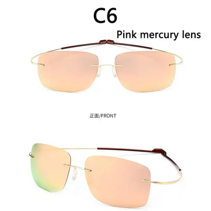2025 New Cool 100% Pure Titanium Rimless Sunglasses – Polarized Grey Lenses, Super Thin, UV400 Protection, Oculos De Sol