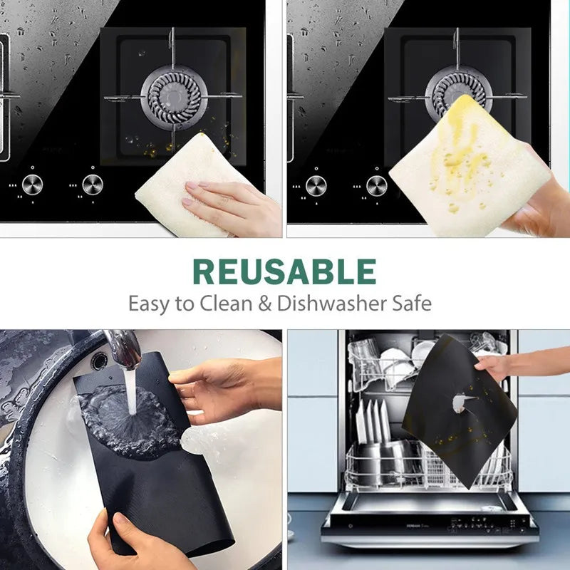 Gas Stove Protector Mats – 1/4/6/8PCS Cooker Liner for Kitchen Stovetop Cleaning