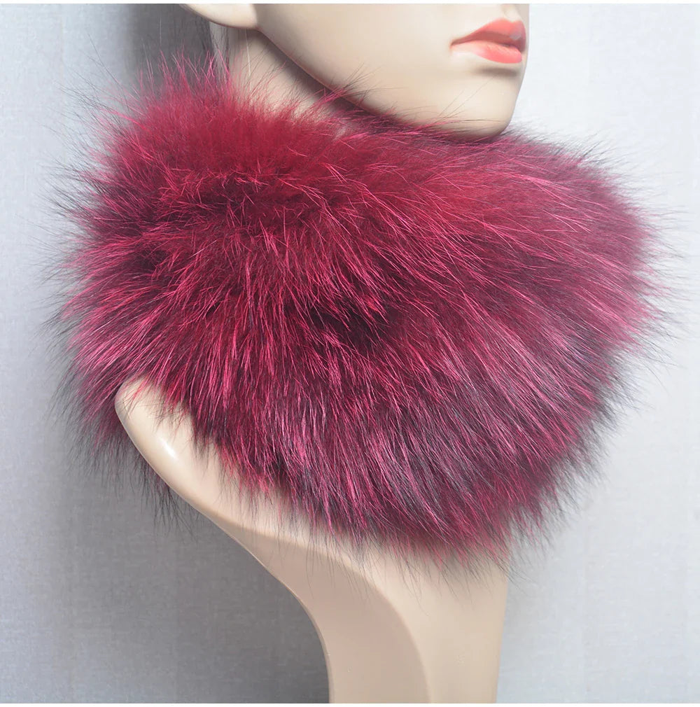 2025 Real Fox Fur Scarf and Headband – Luxury Winter Neck Warmer for Women, 100% Natural Fur, Elastic Ring Muffler