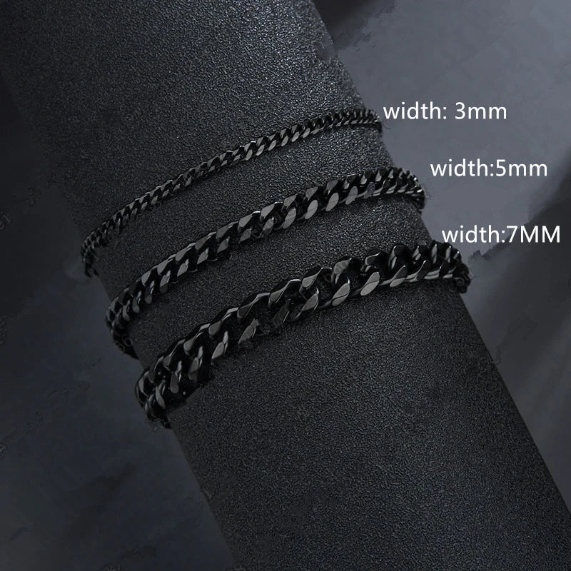 Trendy Cuban Chain Bracelet for Men | Classic Stainless Steel | Available in 3mm, 5mm, 7mm Width | Jewelry Gift for Men & Women