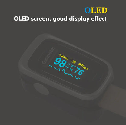 Kiuzou Medical Finger Pulse Oximeter – Portable OLED SPO2, PR, Sleep Monitor, 8-Hour Battery, Blood Oxygen Case
