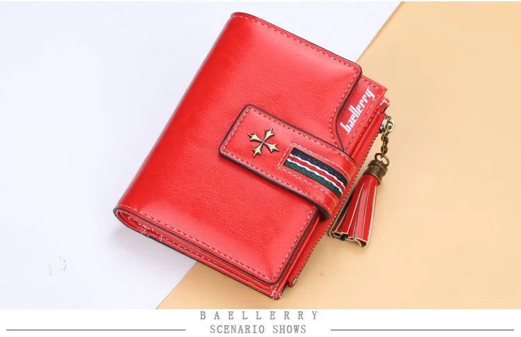 Fashion Small Leather Wallet for Women — Stylish Zipper & Hasp Card Holder, High-Quality Short Credit Card Purse