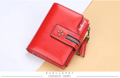 Fashion Small Leather Wallet for Women — Stylish Zipper & Hasp Card Holder, High-Quality Short Credit Card Purse