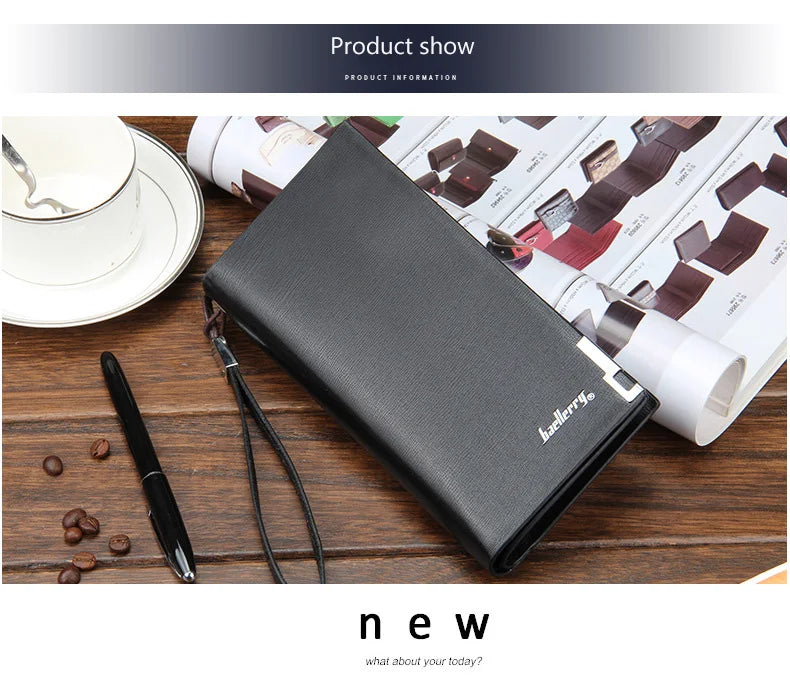 Baellerry Men’s Long Wallet – Large Capacity Zipper Clutch with Card Holder & Coin Pocket, Luxury Handbag Purse