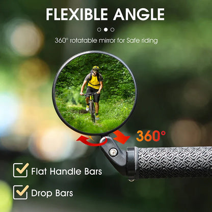 WEST BIKING 360° Rotating Bicycle Rearview Mirror – Safety Cycling Rear View Mirror for MTB and Handlebar Accessories