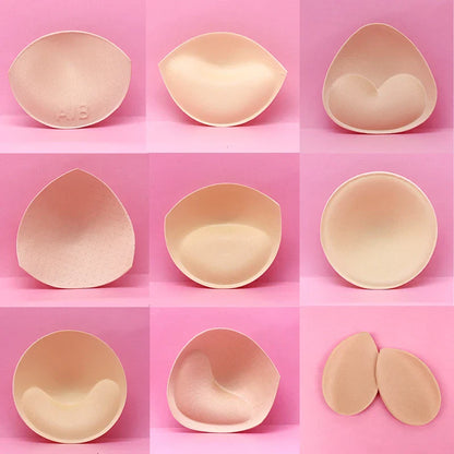 2 Pairs Sponge Bra Pads: Push-Up Breast Enhancer Inserts for Swimsuit Bikini Padding - Removable Chest Cup Pads
