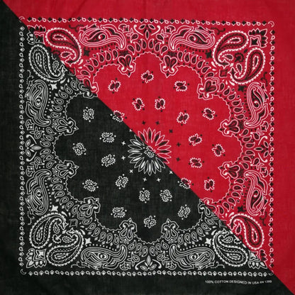 New Fashion Hip Hop 100% Cotton Bandana Square Scarf: 55cm*55cm Black Red Paisley Headband Printed for Women/Men/Boys/Girls
