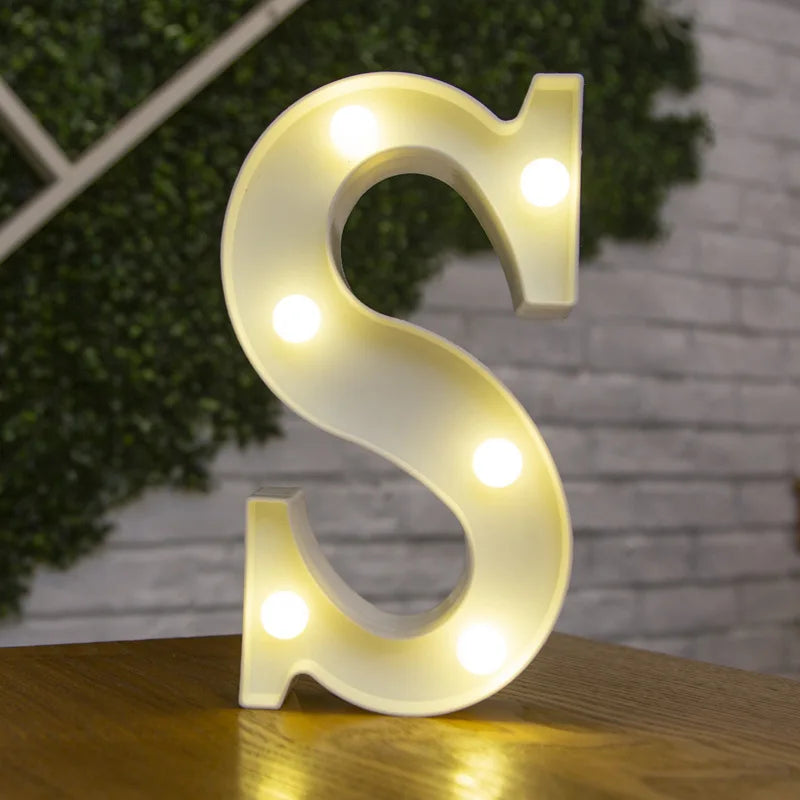 Alphabet & Number LED Lamp Night Light – Warm Battery-Powered Luminous Letter Light for Home, Wedding, Birthday & Party Decoration