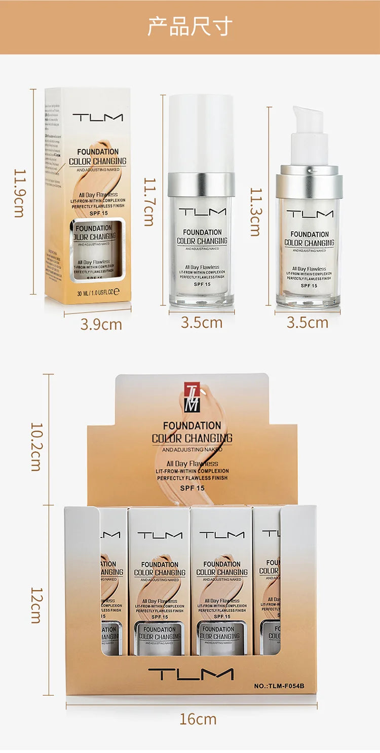 TLM Magic Color Changing Foundation – Liquid Soft Matte, Long-Lasting & Hydrating Makeup Base