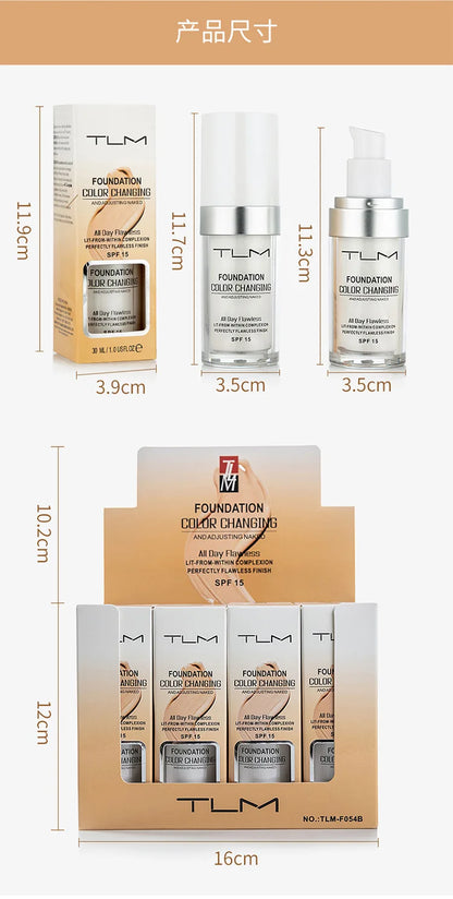 TLM Magic Color Changing Foundation – Liquid Soft Matte, Long-Lasting & Hydrating Makeup Base