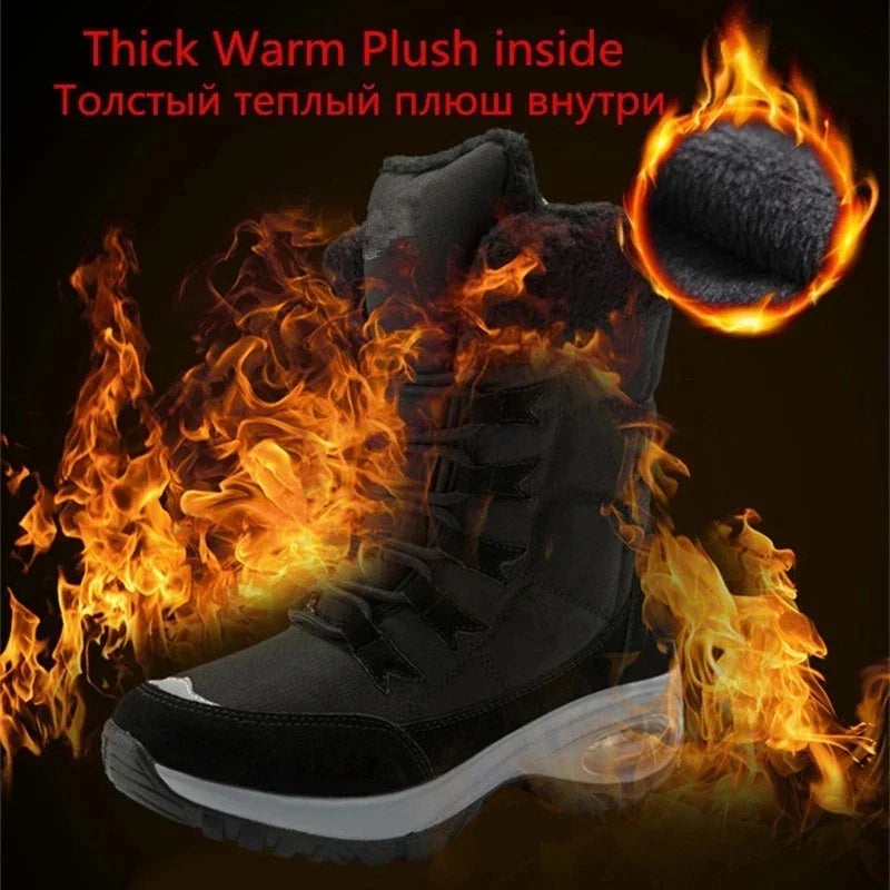Women’s Waterproof Winter Snow Boots – Warm Plush Fur, Non-Slip Outdoor Platform Ankle Boots