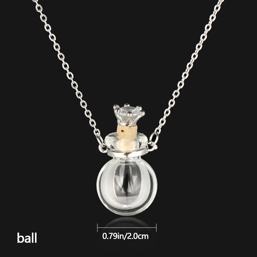 Openable Glaze Vial Pendant Necklace – Water Drop Heart Mini Perfume Bottle, Keepsake Jewelry Gift with Steel Chain