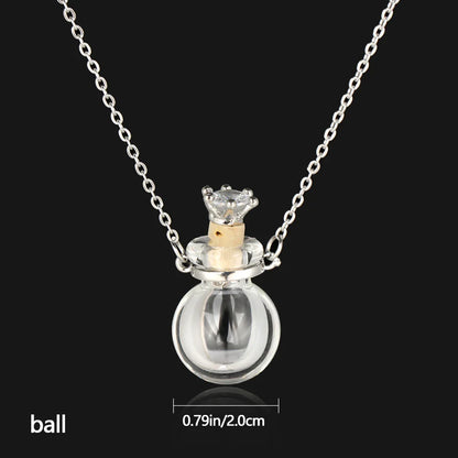 Openable Glaze Vial Pendant Necklace – Water Drop Heart Mini Perfume Bottle, Keepsake Jewelry Gift with Steel Chain