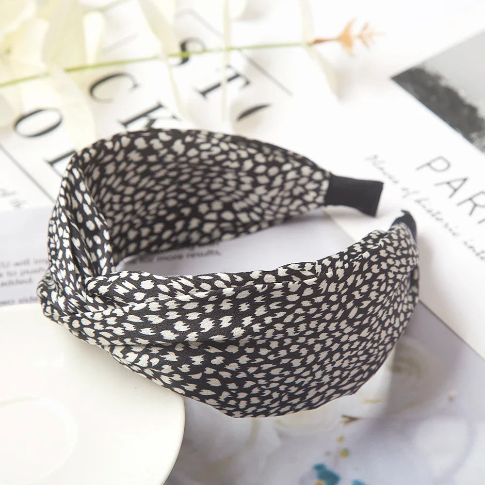 Fashion Leopard Print Headband — Wide Cross Elastic Bow Hairband for Women & Girls Hair Accessories