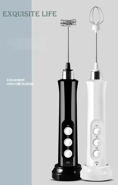 3-in-1 Rechargeable Electric Milk Frother | High-Speed Handheld Foam Maker & Coffee Frothing Wand | Portable Drink Mixer