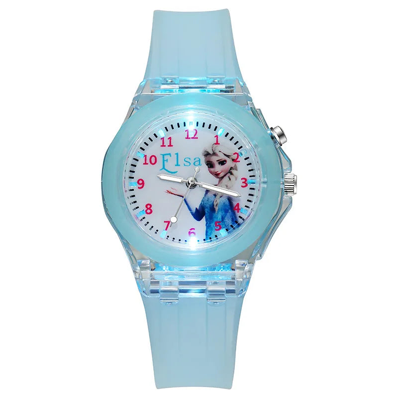 Disney Frozen Princess Kids Watch - Girls' Luminous LED Colorful Wristwatch for Students & Ladies