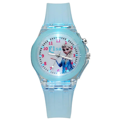Disney Frozen Princess Kids Watch - Girls' Luminous LED Colorful Wristwatch for Students & Ladies