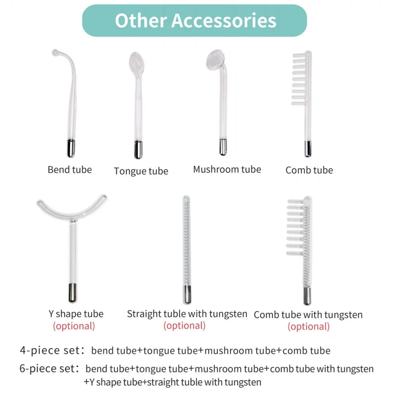 6-in-1 High Frequency Facial Machine — Touch Panel Electrotherapy Wand for Hair, Face, Acne & Skin Care Treatment