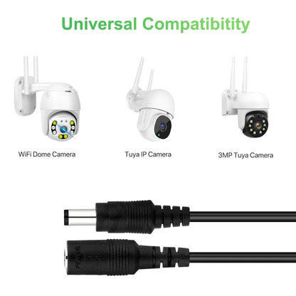 6M/32.8ft DC 12V Power Adapter with 10m Extension Cable - CCTV Security IP Camera Power Adapter, 5.5x2.1mm DC Plug