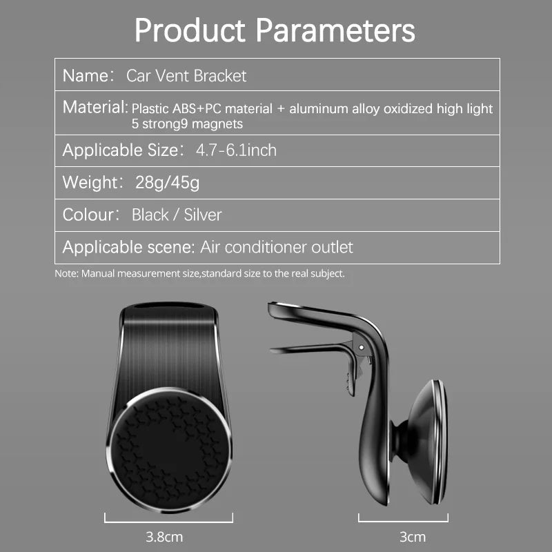 Magnetic Car Phone Holder - Air Vent Clip Mount with 360° Rotation for Xiaomi, iPhone 14, Samsung, & Other Cell Phones