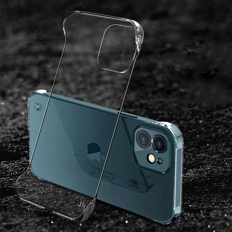 Transparent Borderless Anti-Drop PC Hard Shell Case for iPhone 16/15/14/13/12/11 Pro Max, XR, XS, Mini, SE, 7, 8 Plus