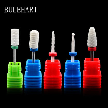 5Pcs Ceramic Milling Cutter Set - Electric Nail Drill Bits for Manicure, Gel Varnish Removal & Nail Care Tools