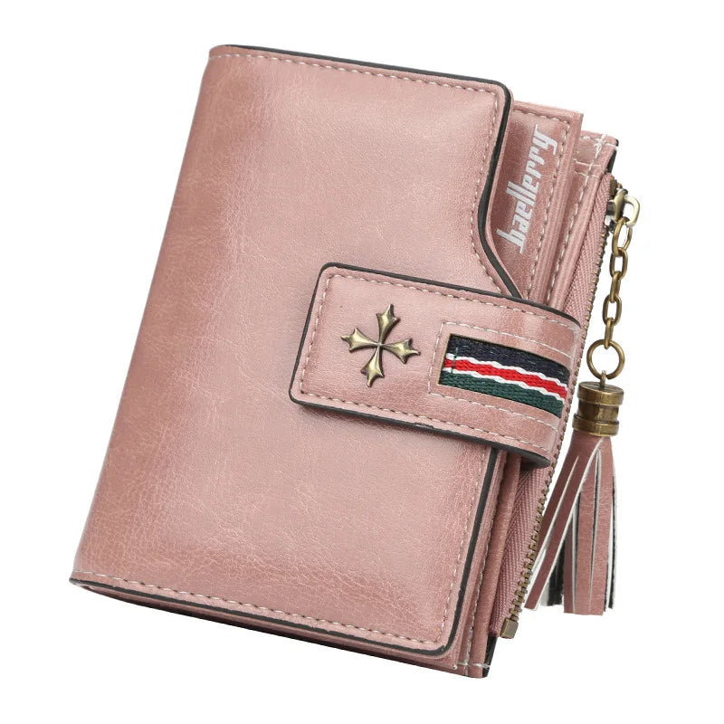 Fashion Small Leather Wallet for Women — Stylish Zipper & Hasp Card Holder, High-Quality Short Credit Card Purse