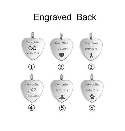 Custom Stainless Steel Heart Cremation Urn Necklace – Memorial Ash Keepsake Pendant with Funnel Fill Kit