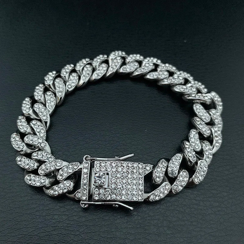 High-Quality 51g Hip Hop AAA Stone Bling Iced Out Men's Bracelet – Miami Cuban Link Chain, Pave Design Jewelry