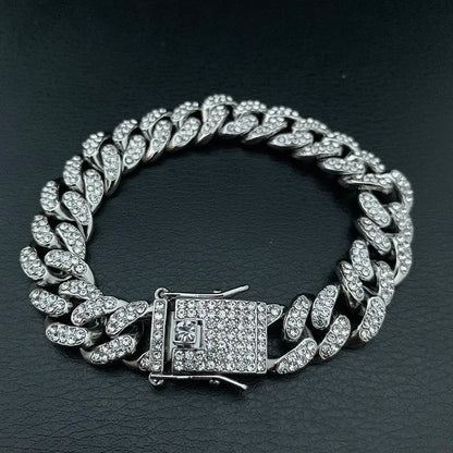 High-Quality 51g Hip Hop AAA Stone Bling Iced Out Men's Bracelet – Miami Cuban Link Chain, Pave Design Jewelry