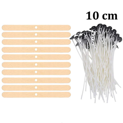 Smokeless Candle Wicks – Pre-Waxed Cotton Core with Metal Sustainer Tabs, 2.6-20cm for DIY Handmade Candle Making